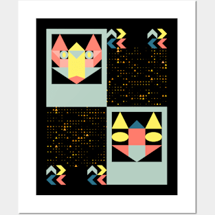 Geometric Cats Posters and Art